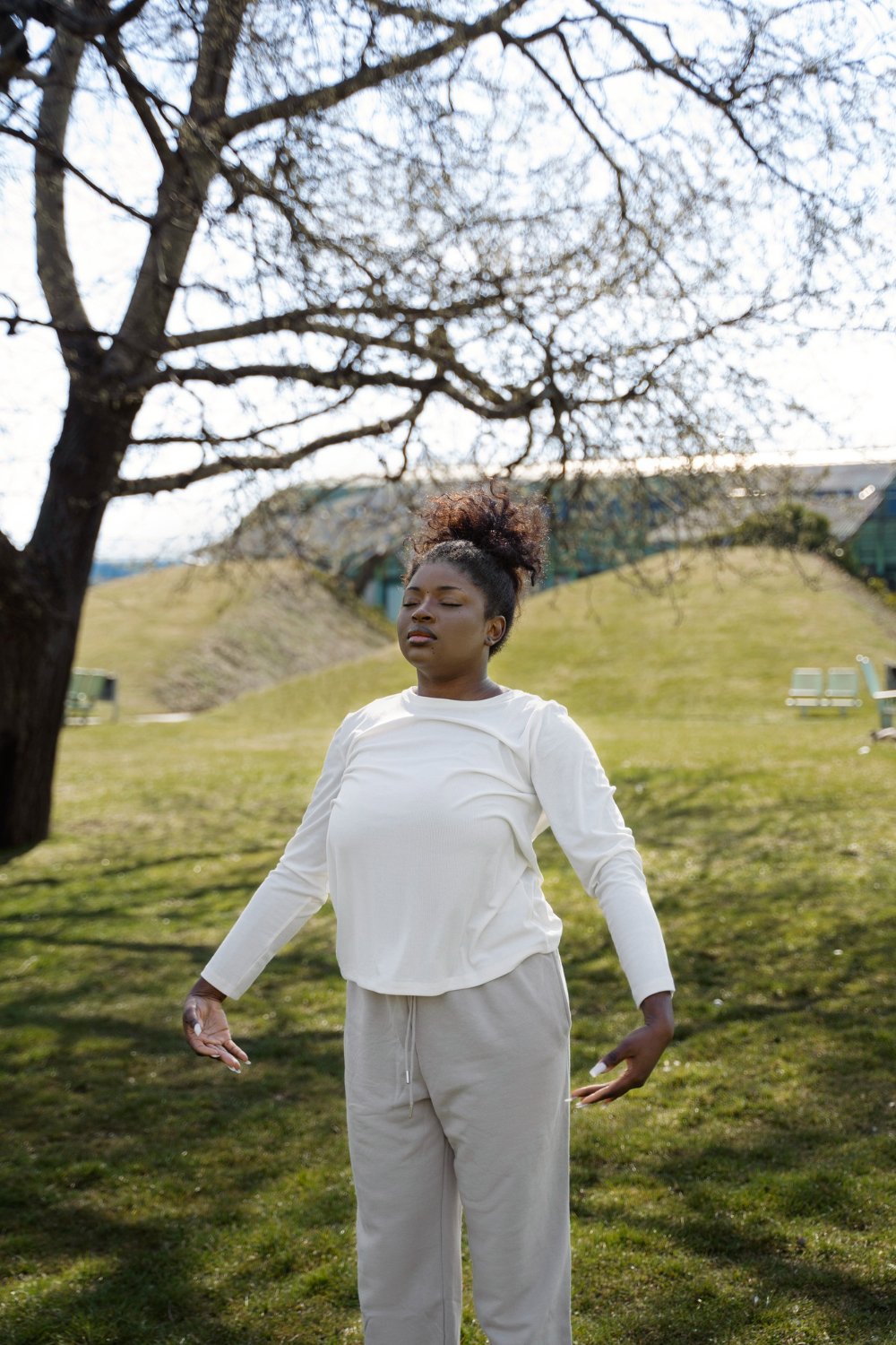 A mother taking a quiet moment of self-care