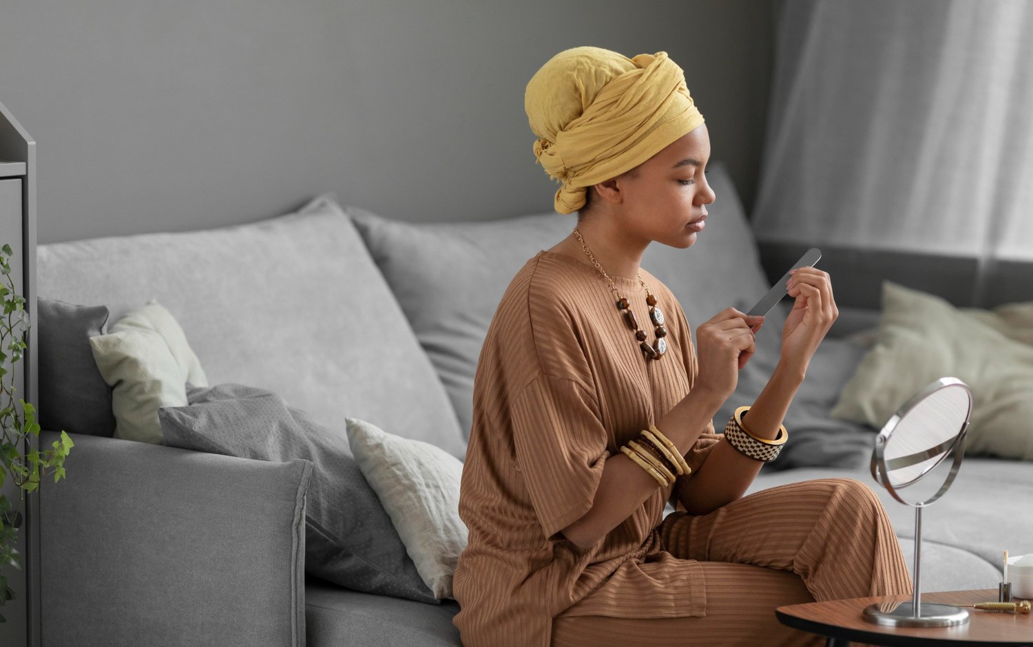 A mother enjoying a quiet moment of reflection