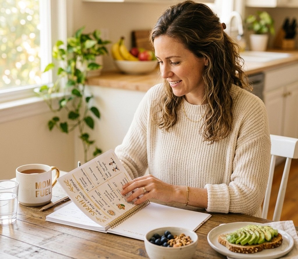 A mother meal prepping simple, sustainable meals for the week