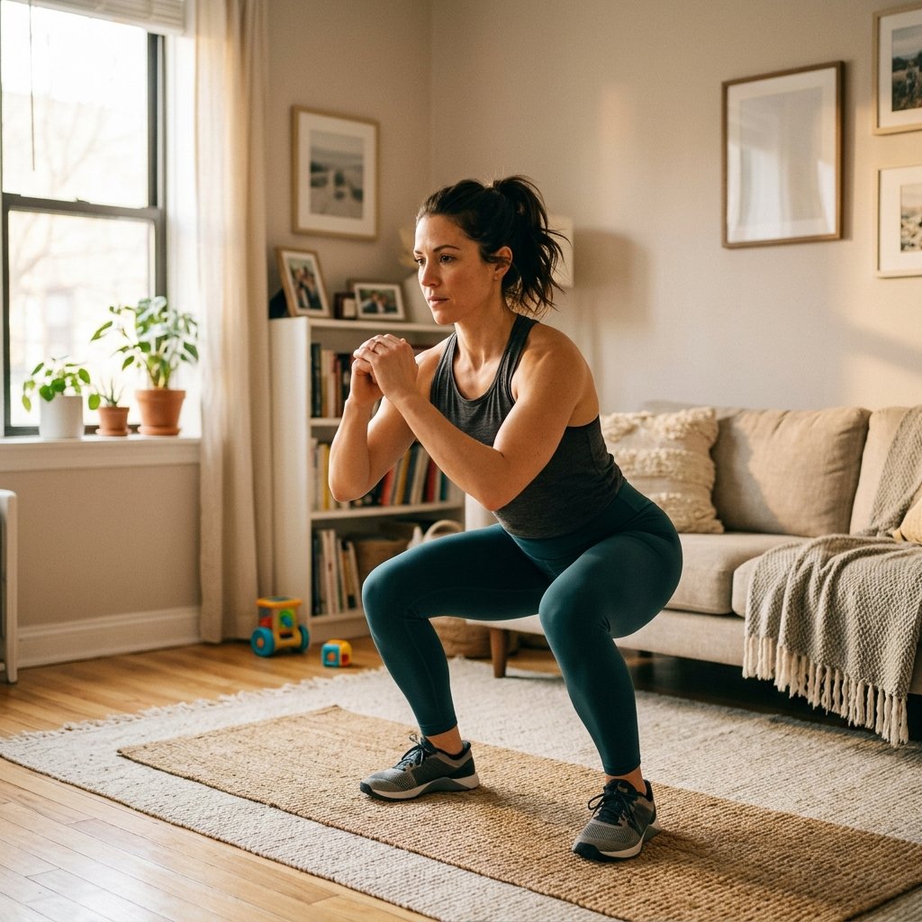 A mom doing a purposeful home workout